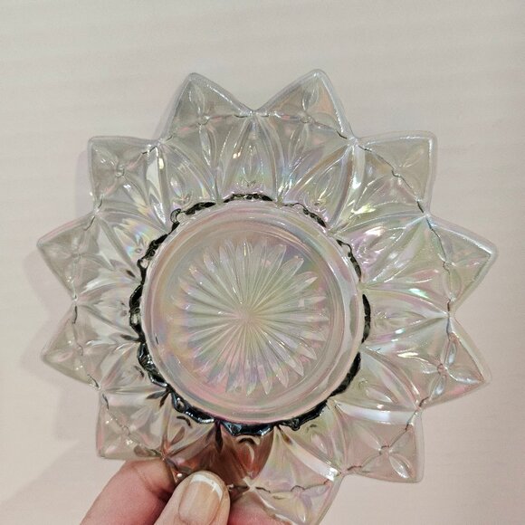 Vintage Federal Glass Smokey Gray Petal Design Iridescent Carnival Glass Plates - Picture 8 of 11